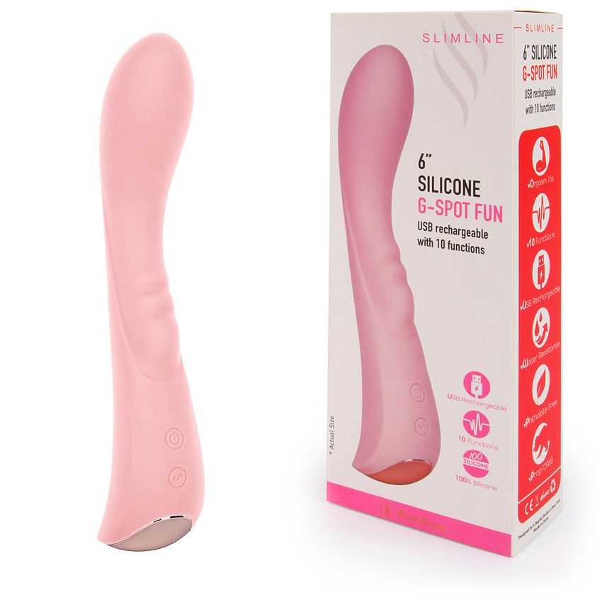 Нежно-розовый вибромассажер 6" Silicone G-Spot Fun - 19,1 см. 2