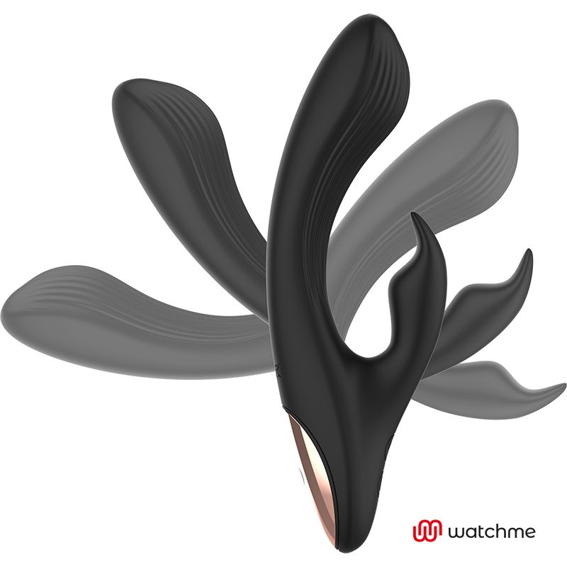 Черный вибратор-кролик с пультом-часами - 20,5 см. 9