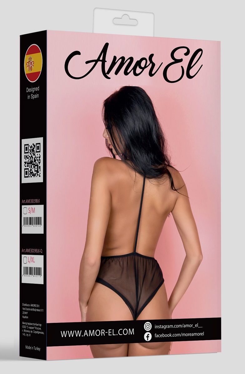 Прозрачный боди с открытой спиной и завязками на шее 4