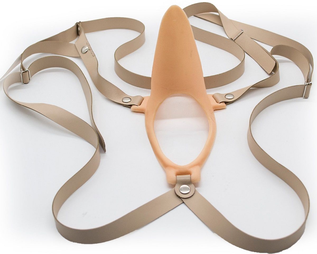 Телесный эректор-ложечка с фиксацией на ремешках MEN STYLE 5