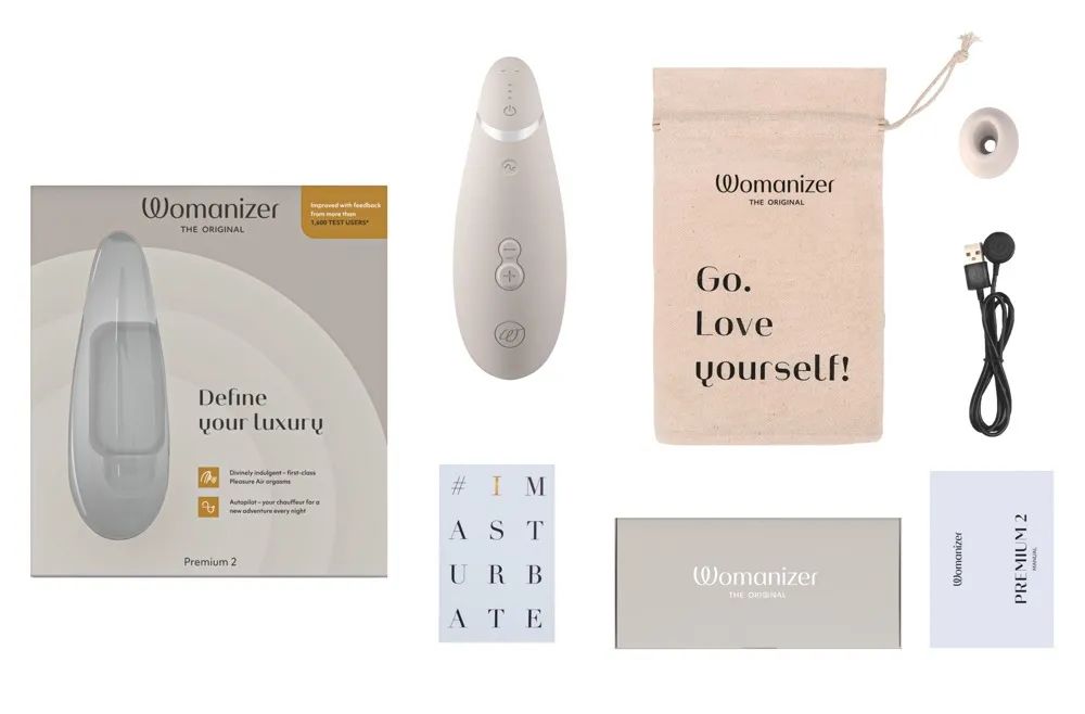 Светло-серый клиторальный стимулятор Womanizer Premium 2 5