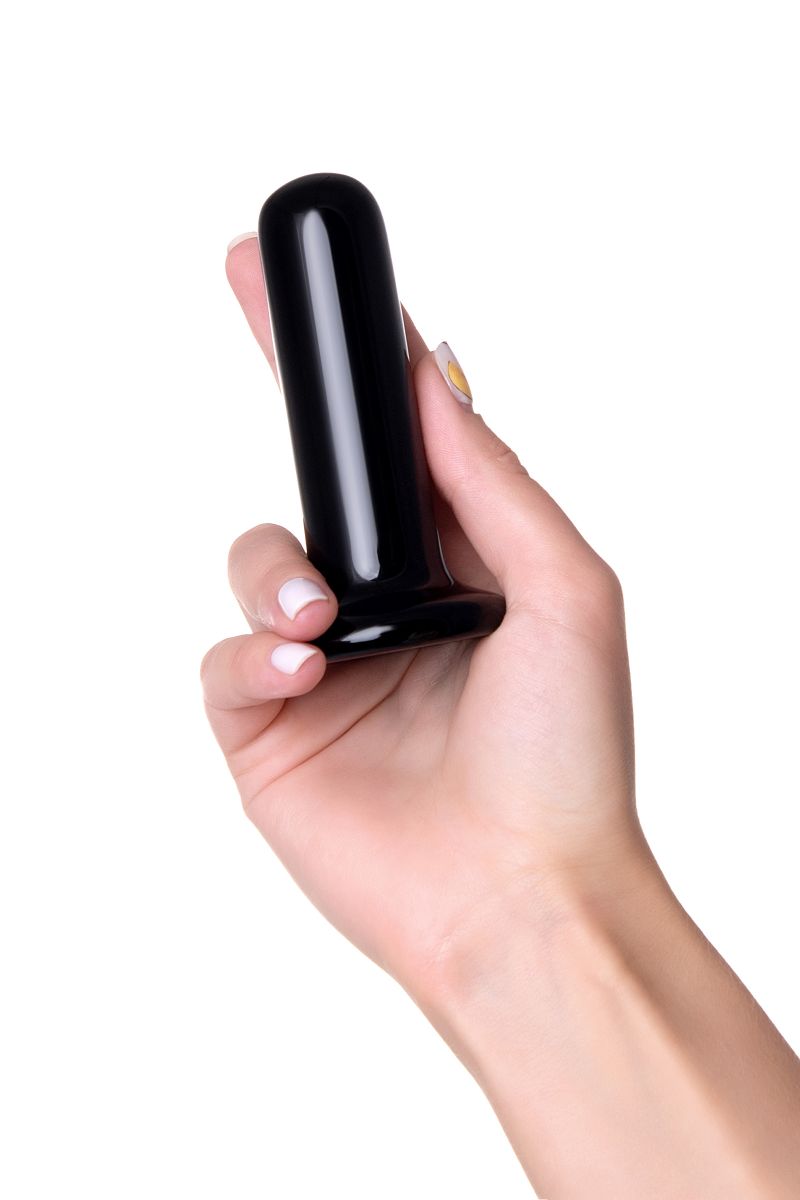 Черный стеклянный мини-вибратор - 10 см. 6