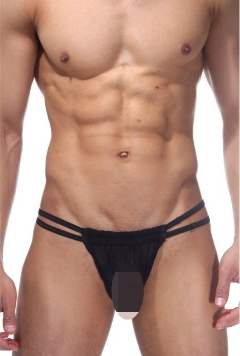 Мужские трусы-танга из полупрозрачной тянущейся ткани 1