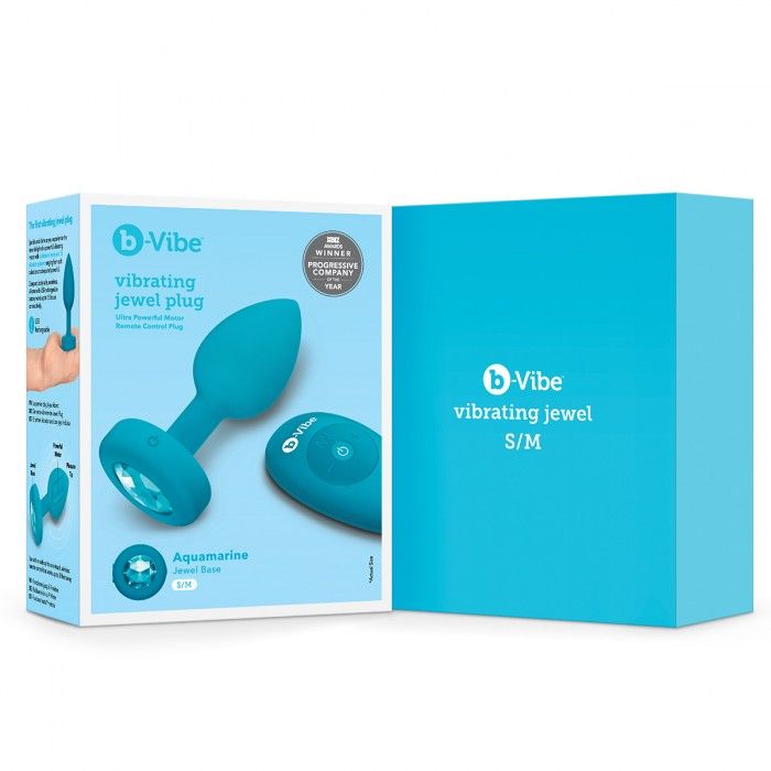 Бирюзовая анальная вибровтулка с кристаллом Vibrating Jewel Plug S/M - 10 см. 5