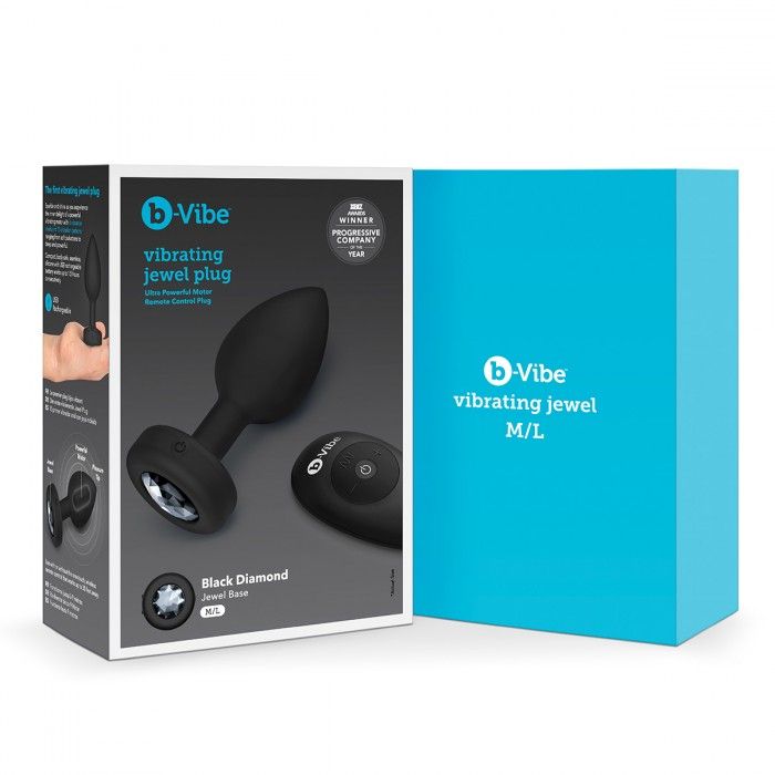 Черная анальная вибровтулка с кристаллом Vibrating Jewel Plug M/L - 10,5 см. 5