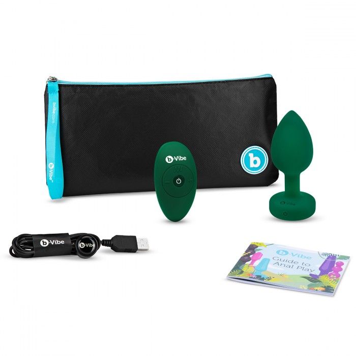 Зеленая анальная вибровтулка с кристаллом Vibrating Jewel Plug M/L - 10,5 см. 3