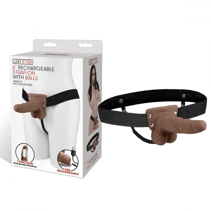 Коричневый перезаряжаемый вибрострапон - 18 см. 6