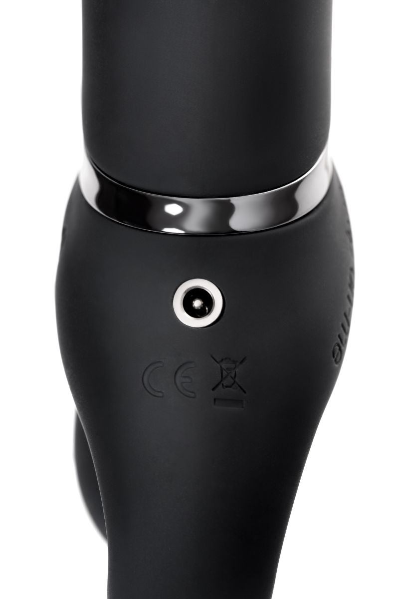 Черный безремневой вибрострапон Vibrating Bendable Strap-On - size L 12