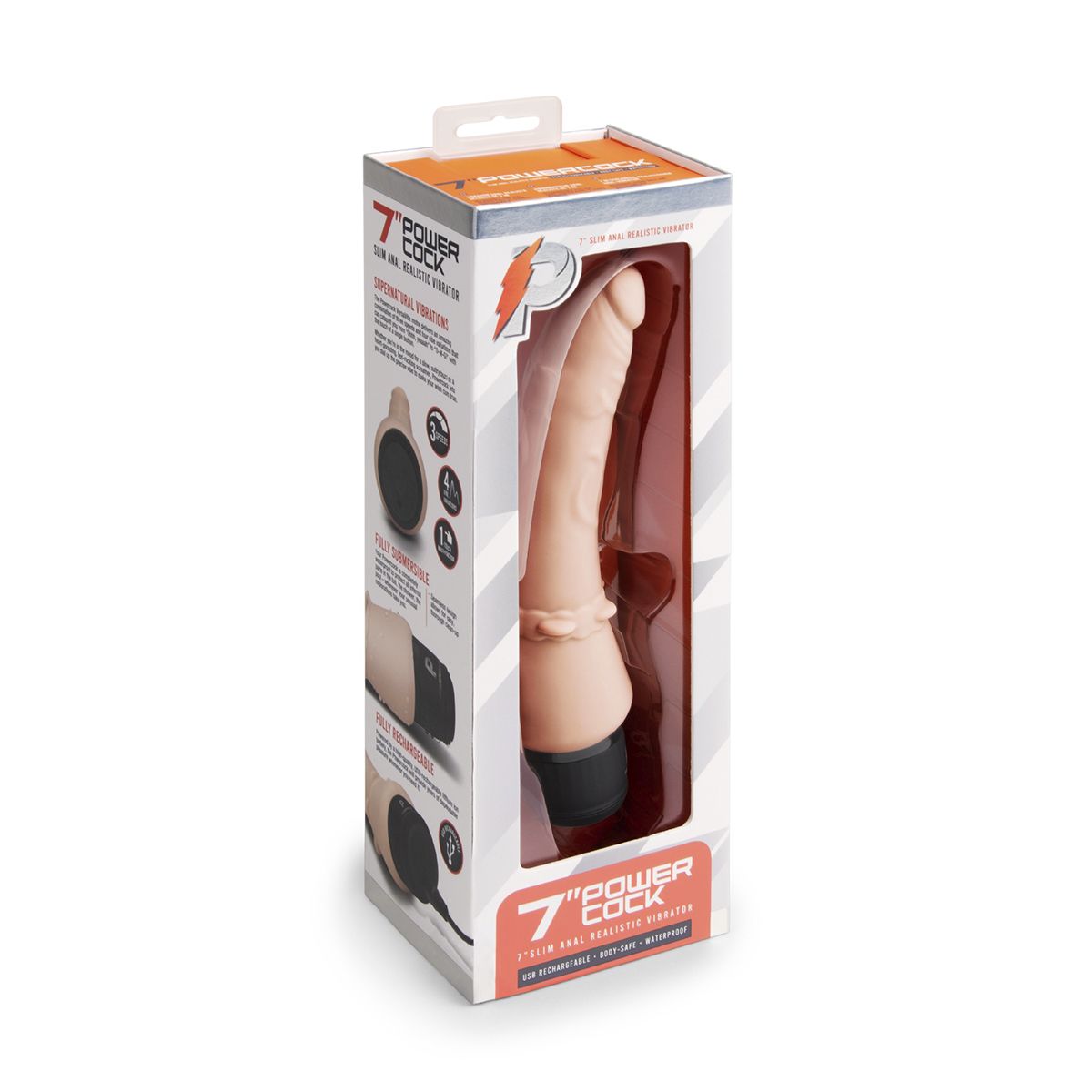 Телесный анальный вибратор 7" Slim Anal Realistic Vibrator - 20 см. 4