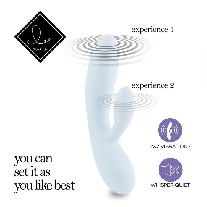 Нежно-голубой вибратор-кролик Lea Rabbit Vibrator - 20,2 см. 2