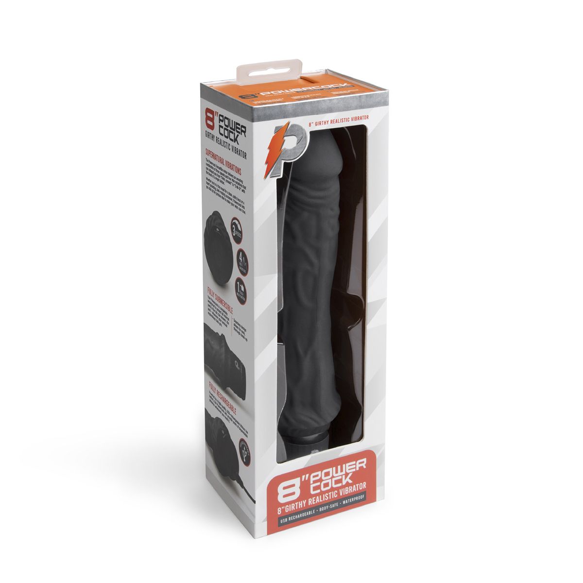 Черный вибратор-реалистик 8" Girthy Realistic Vibrator - 24,5 см. 4