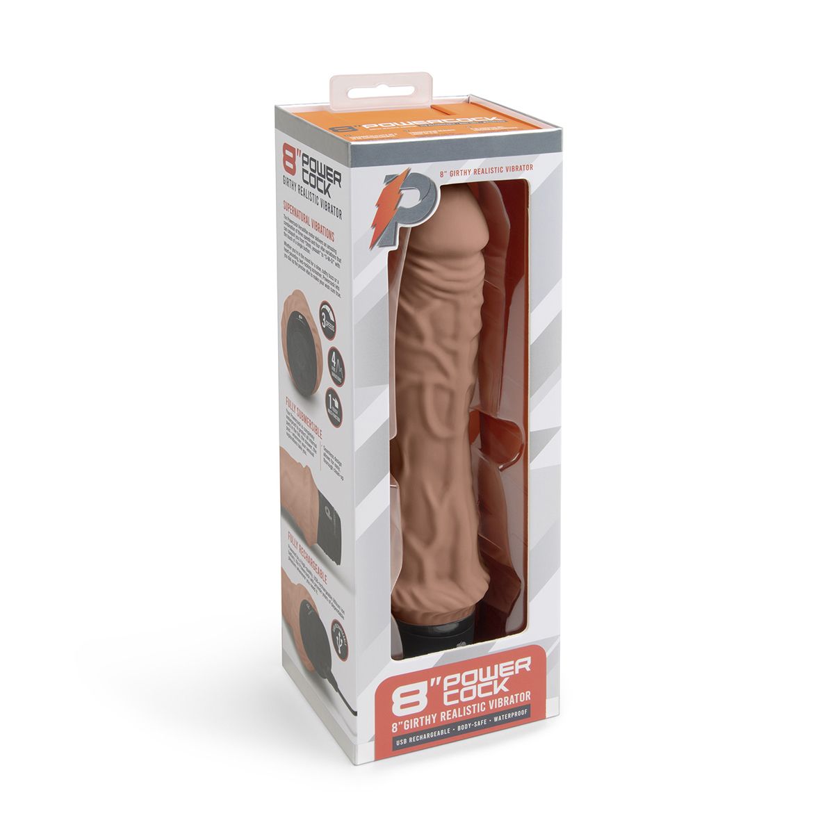 Кофейный вибратор-реалистик 8" Girthy Realistic Vibrator - 24,5 см. 4