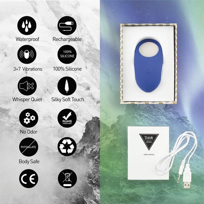 Синее кольцо с вибрацией Thor Cockring 2