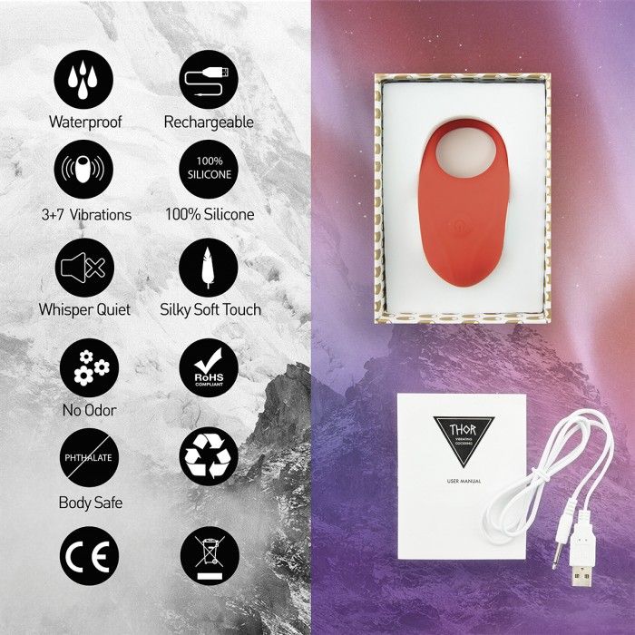 Красное кольцо с вибрацией Thor Cockring 2