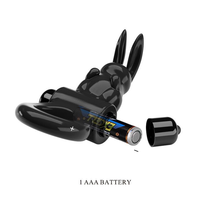 Черное эрекционное кольцо со стимулятором клитора в виде кролика Exciting ring 6