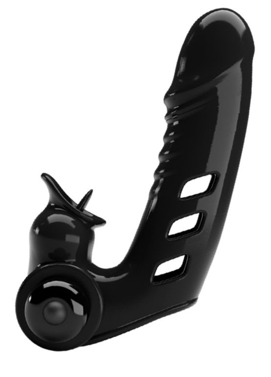 Черная вибронасадка на палец Corbin - 11 см. 2