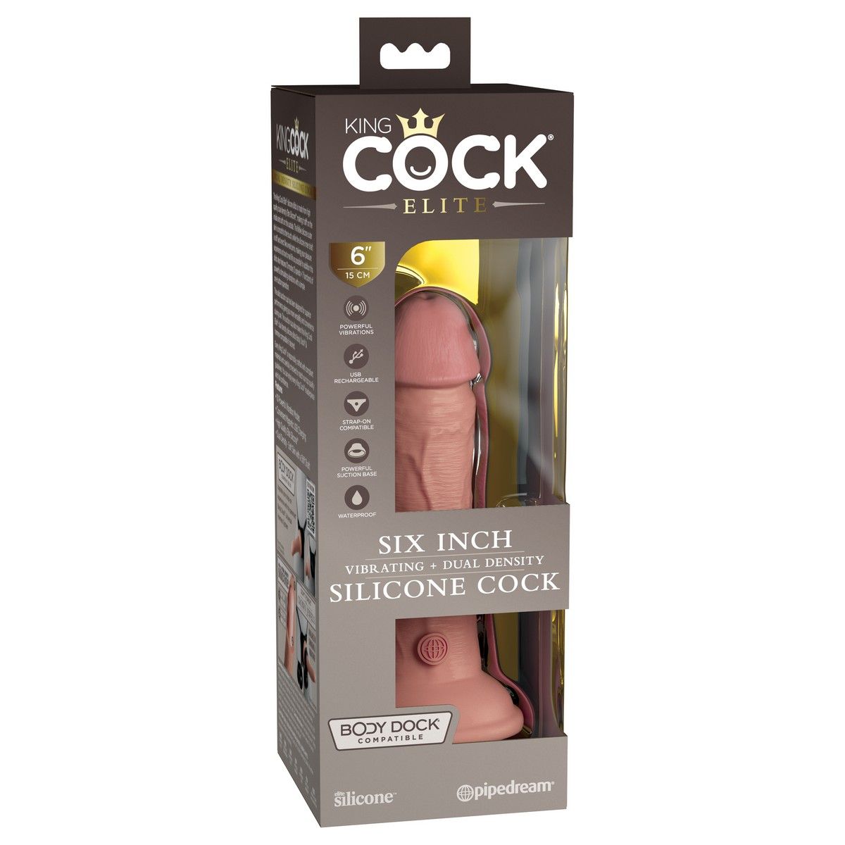 Телесный вибратор-реалистик на присоске 6" Vibrating Silicone Dual Density Cock - 17,8 см. 2