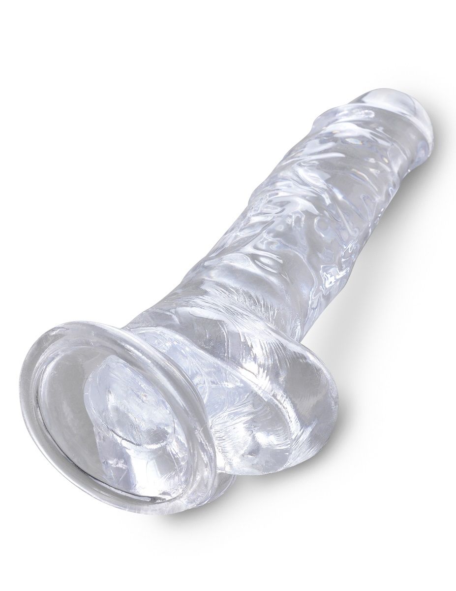 Прозрачный фаллоимитатор 8" Cock with Balls - 22,2 см. 4