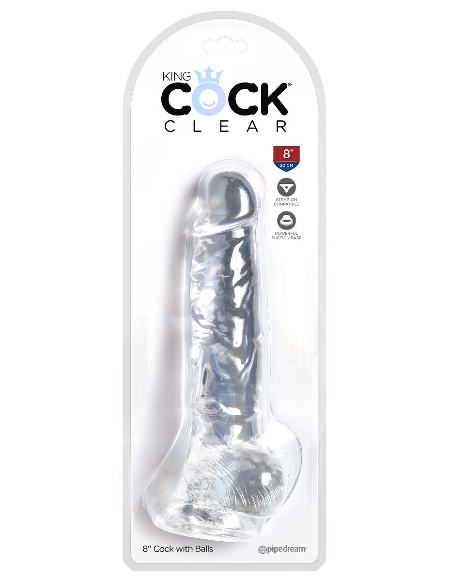 Прозрачный фаллоимитатор 8" Cock with Balls - 22,2 см. 5