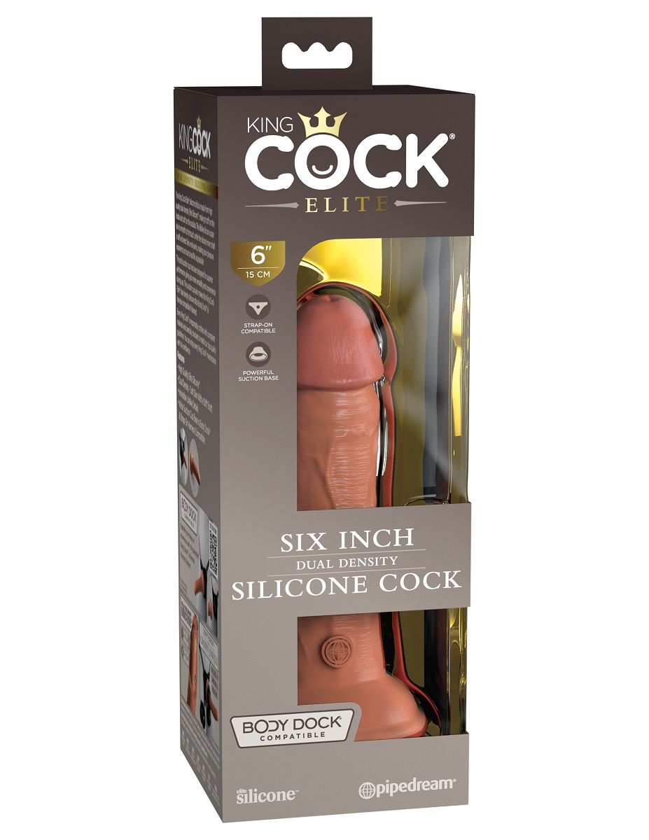 Кофейный фаллоимитатор 6" Silicone Dual Density Cock - 17 см. 3