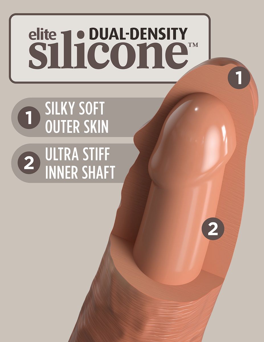 Кофейный фаллоимитатор 6" Silicone Dual Density Cock - 17 см. 5