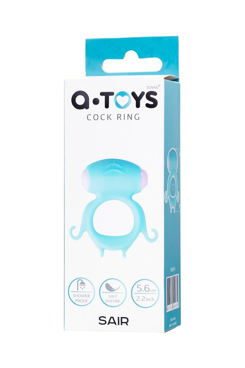 Голубое виброкольцо на пенис Sair 6