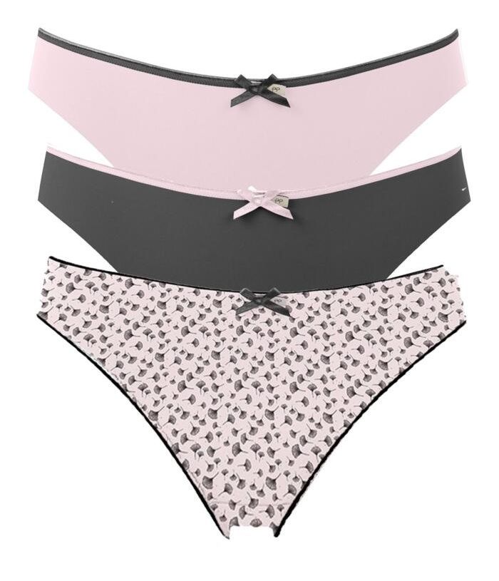Набор из 3 черно-розовых трусиков-слип Olivia 1