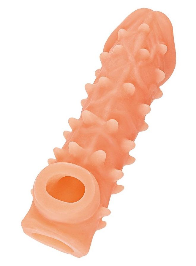 Телесная закрытая насадка с пупырышками Cock Sleeve 005 Size L - 17,6 см. 1