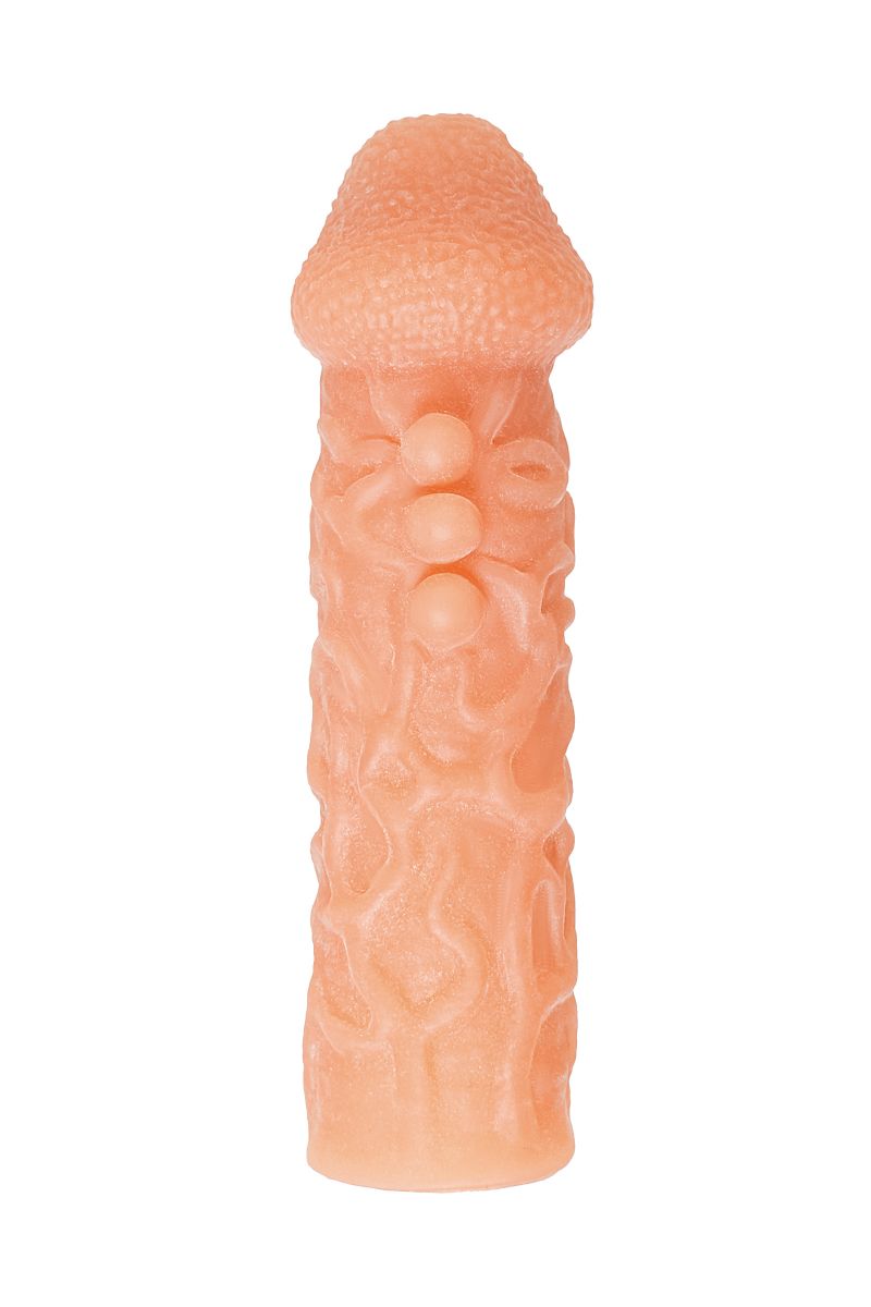 Телесная закрытая насадка с шершавой головкой Cock Sleeve 007 Size S - 13,8 см. 3