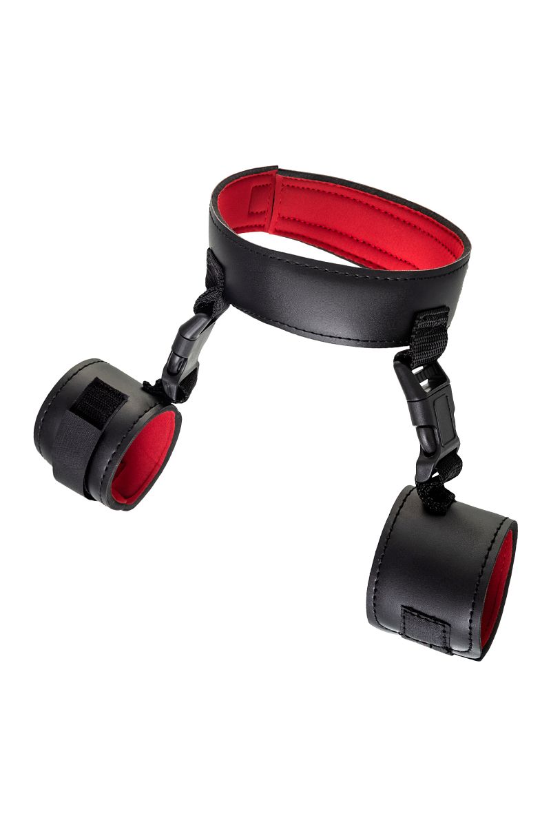 Черный ошейник с наручниками на липучках 8
