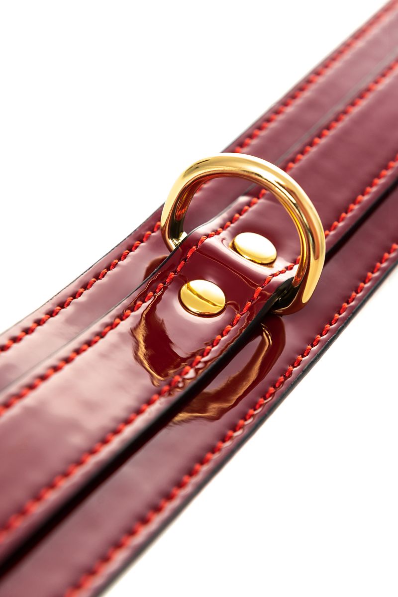 Красный ошейник из лакированного материала 10