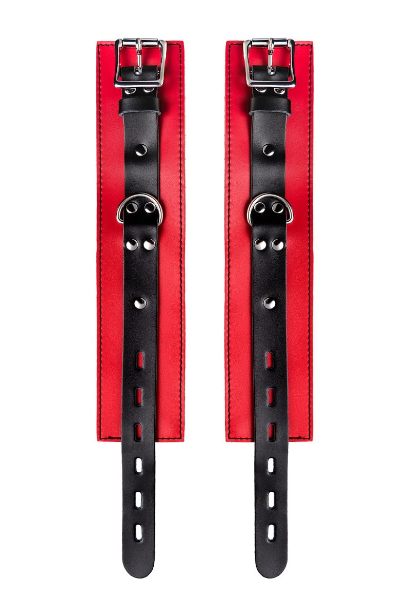 Красно-черные оковы на ноги из кожи 8