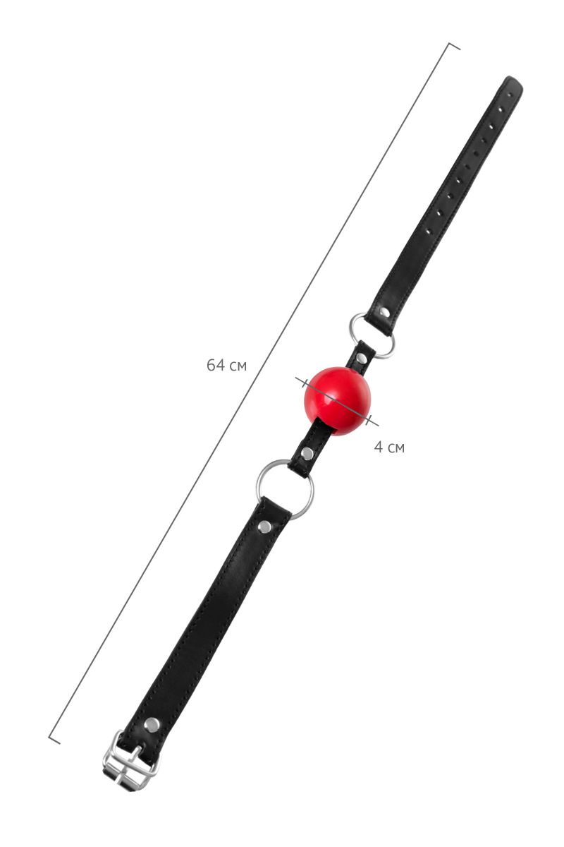 Красный кляп-шар на черных ремешках Anonymo 6