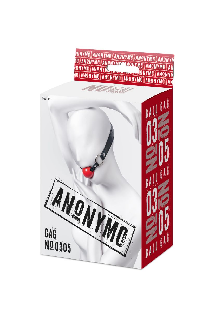 Красный кляп-шар на черных ремешках Anonymo 9