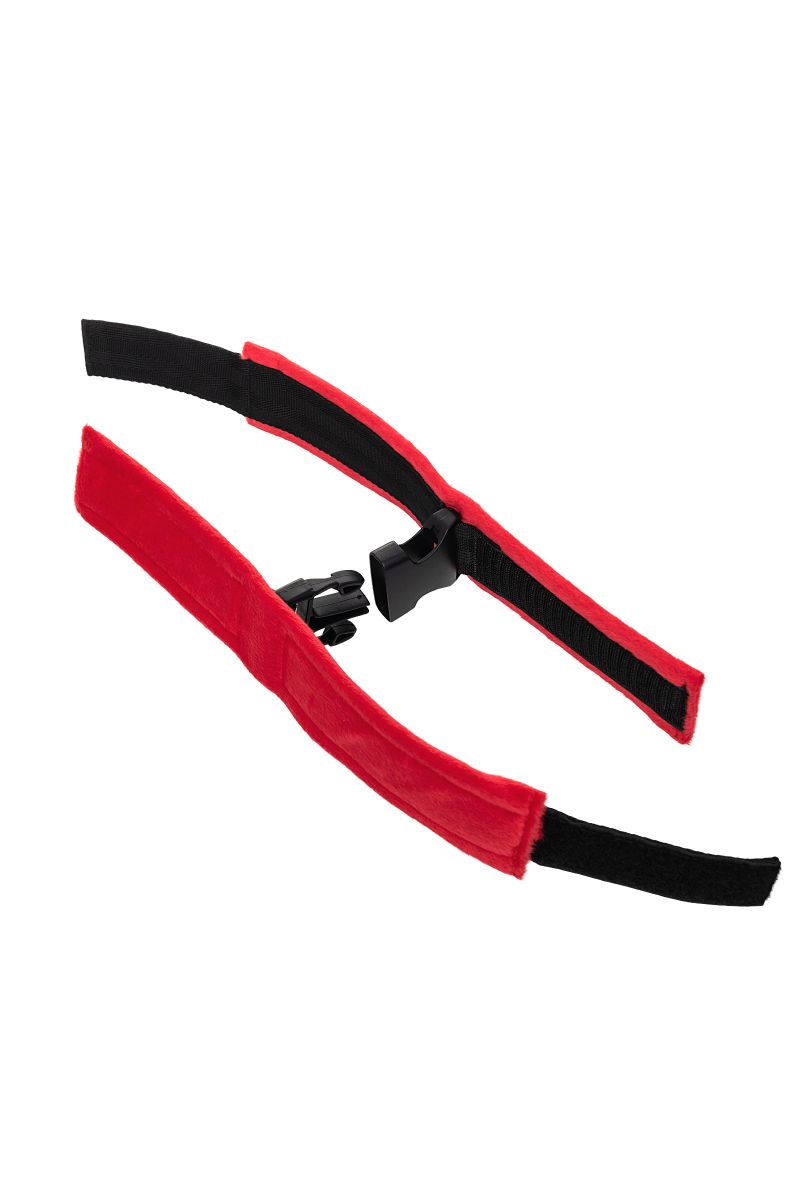 Красно-черные велюровые наручники Anonymo 9