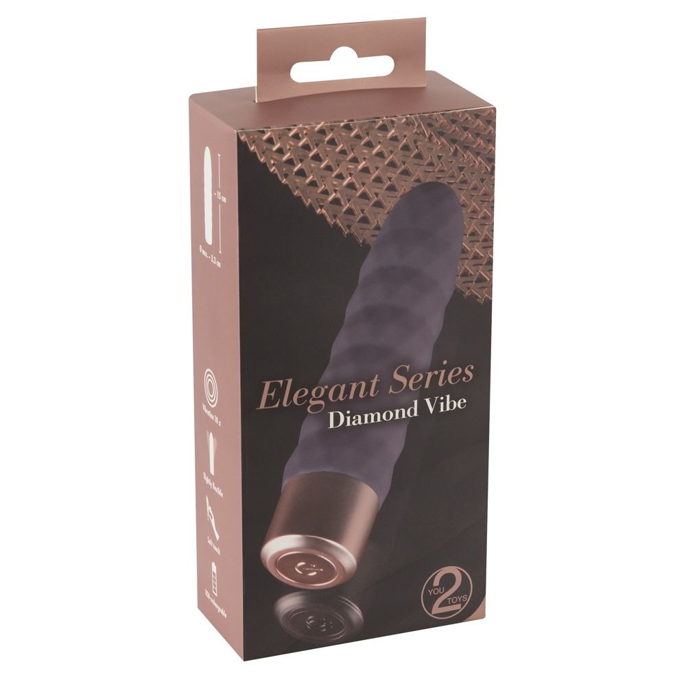 Фиолетовый мини-вибратор Elegant Diamond Vibe - 15 см. 2
