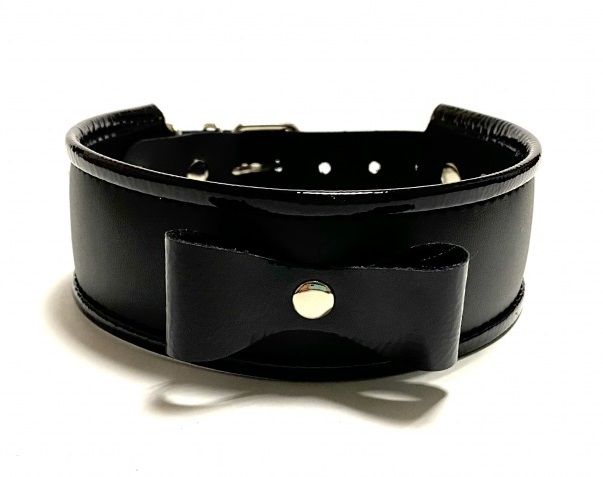 Черный ошейник с бантиком из эко-кожи 1