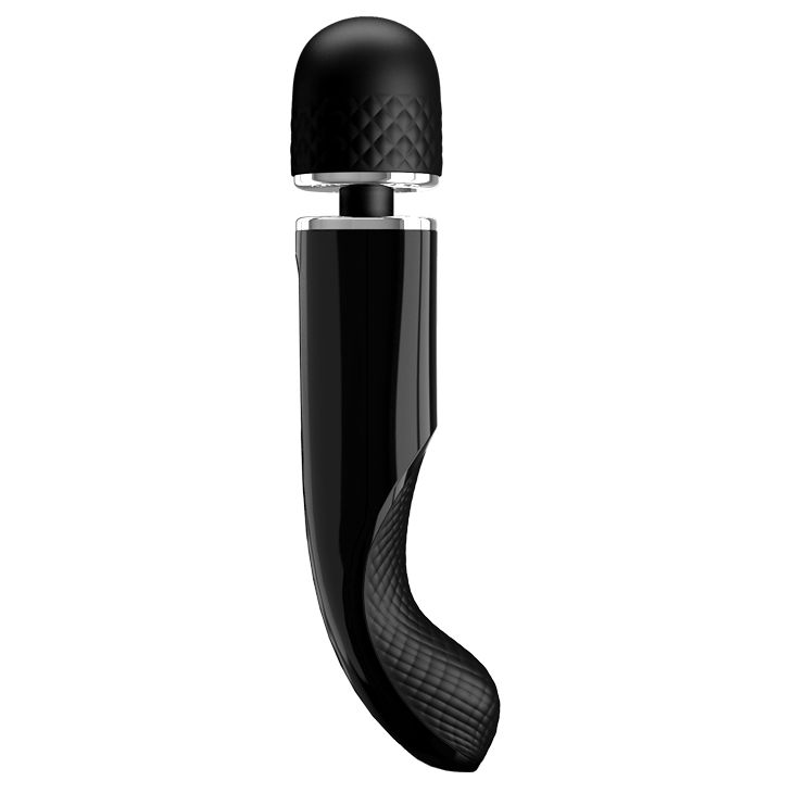 Черный мощный жезловый вибратор с изогнутой ручкой Charming Massager - 24 см. 4
