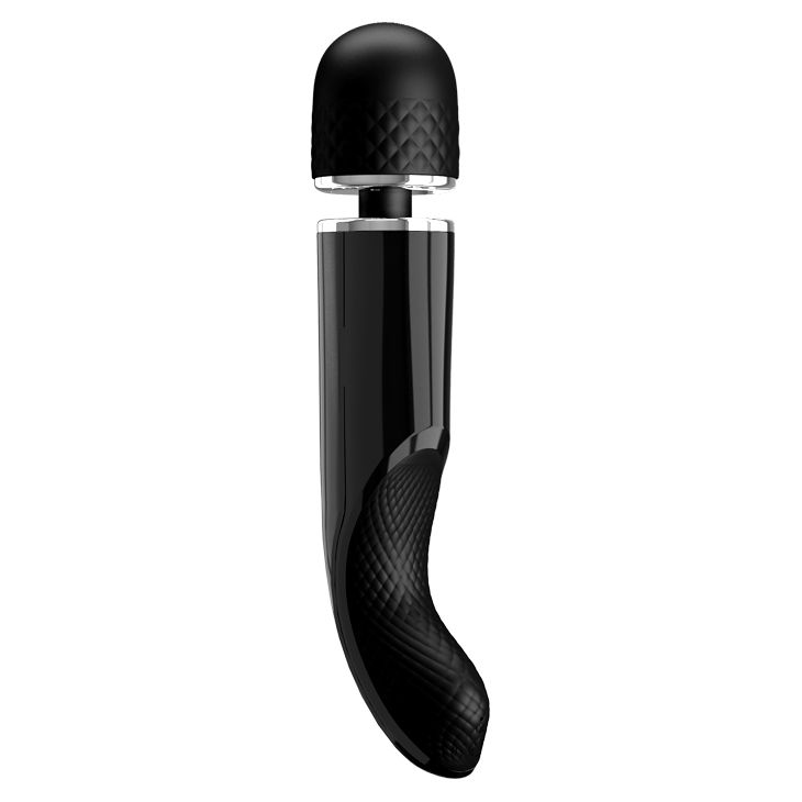 Черный мощный жезловый вибратор с изогнутой ручкой Charming Massager - 24 см. 5