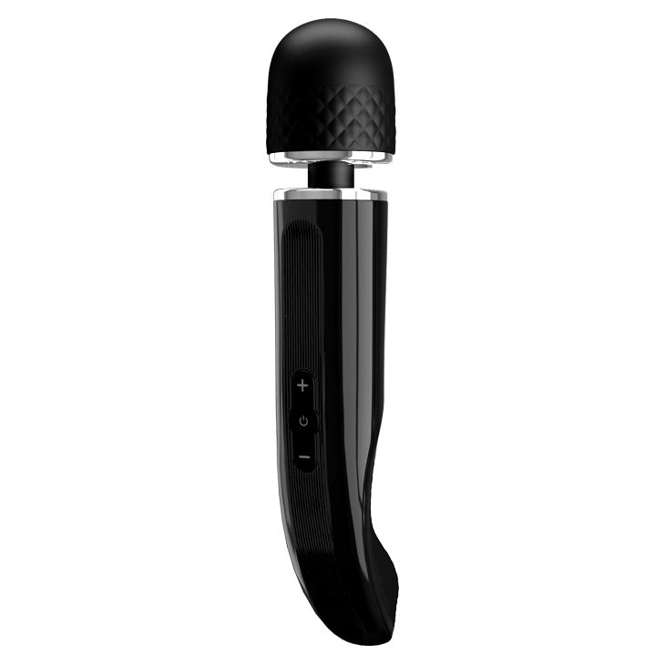 Черный мощный жезловый вибратор с изогнутой ручкой Charming Massager - 24 см. 1
