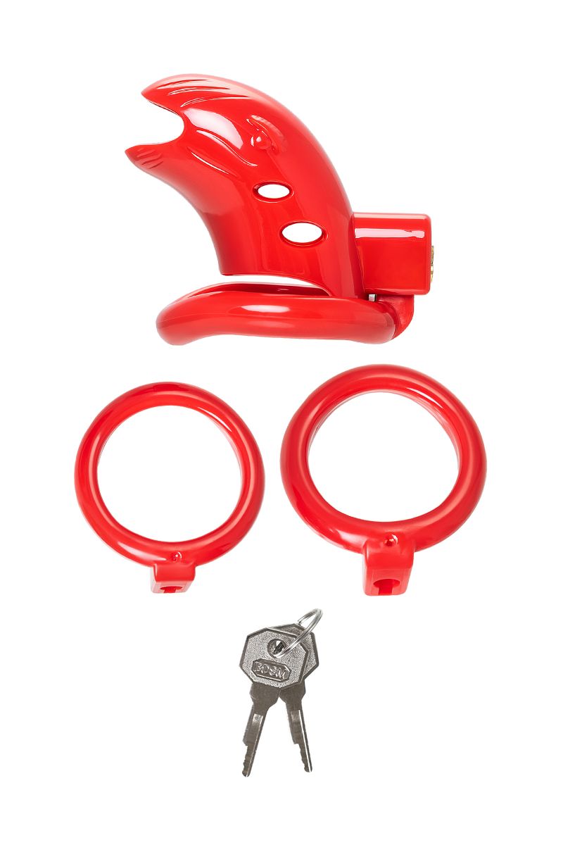 Красный мужской пояс верности из пластика 7