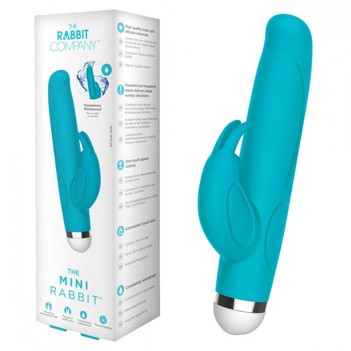 Голубой вибратор-кролик The Mini Rabbit - 13,9 см. 2