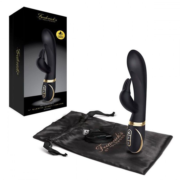 Черный вибратор-кролик с эффектом нагрева Warming Rabbit Vibrator 3