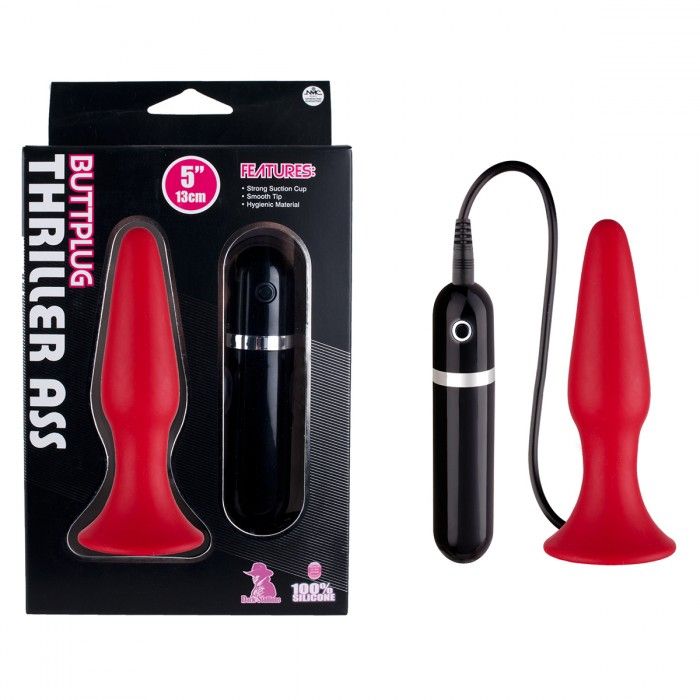 Красная силиконовая пробка с вибрацией - 12,5 см. 2