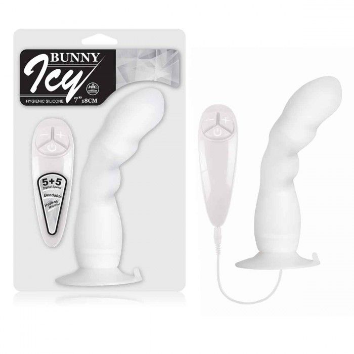 Белый вибратор для G-точки BUNNY ICY - 18 см. 2