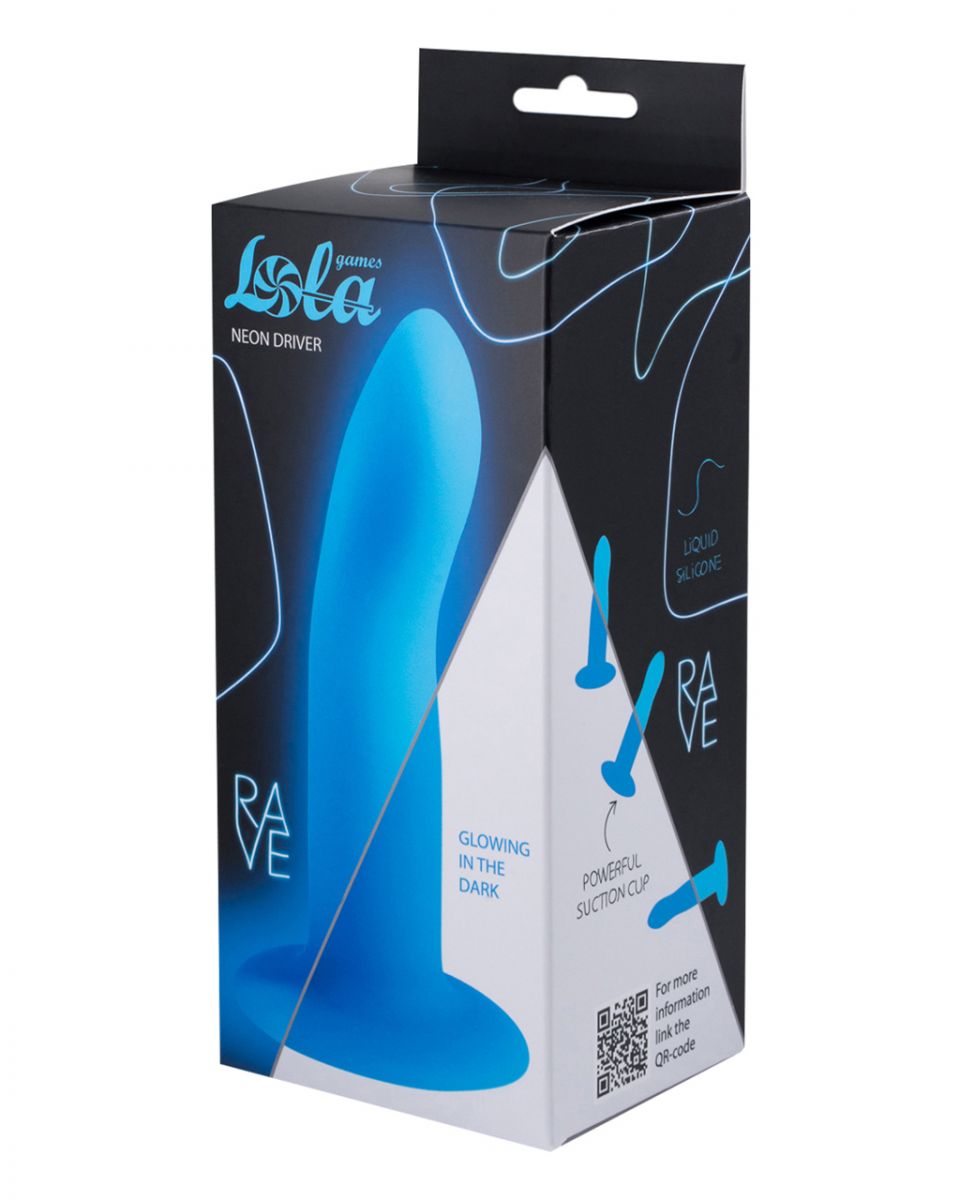 Синий, светящийся в темноте стимулятор Neon Driver - 13,3 см. 2