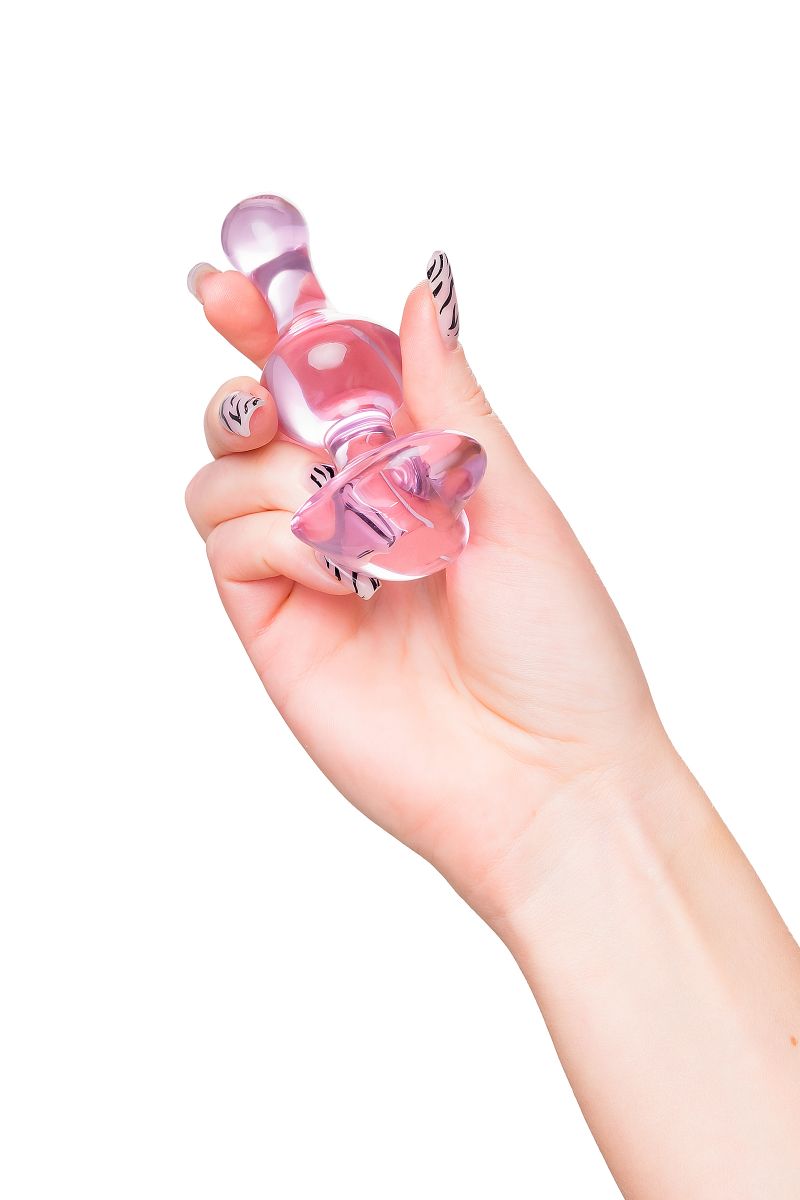 Розовая фигурная анальная втулка - 9,8 см. 5