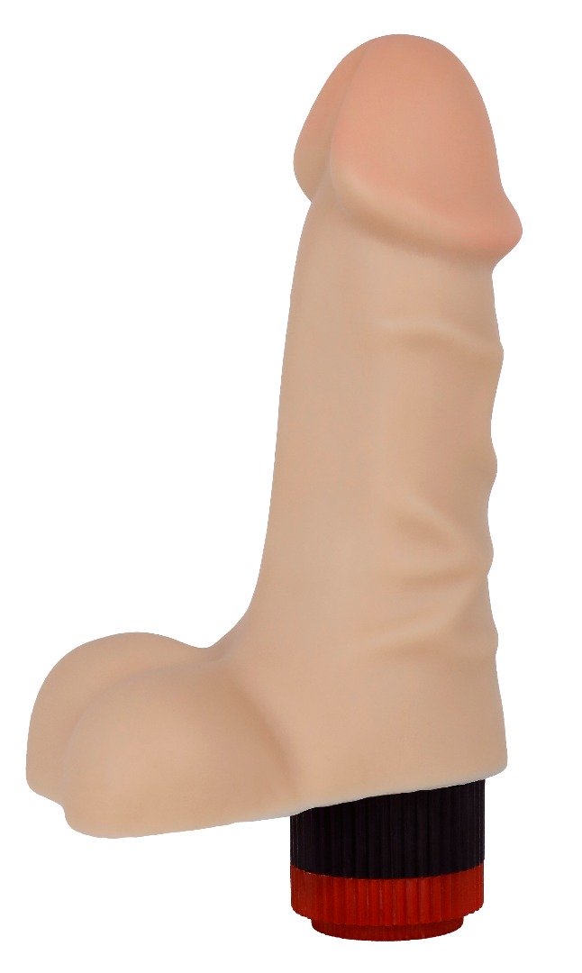 Телесный реалистичный вибратор с мошонкой - 16,5 см. 1
