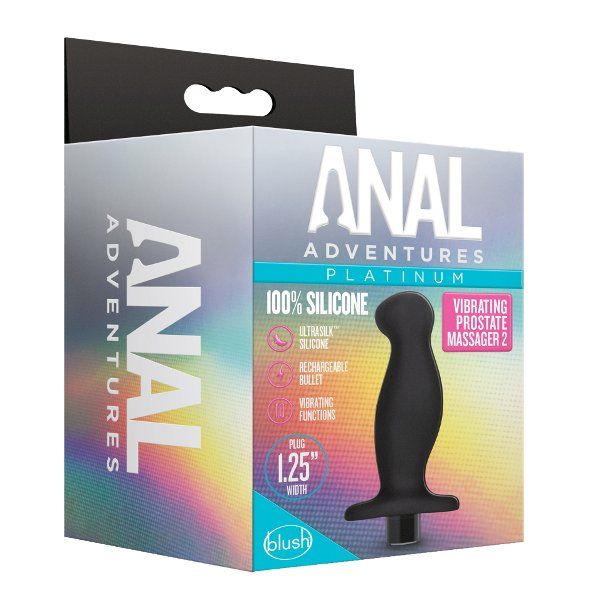 Черный анальный вибромассажёр Silicone Vibrating Prostate Massager 02 - 10,8 см. 2