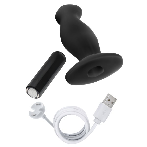 Черный анальный вибромассажёр Silicone Vibrating Prostate Massager 02 - 10,8 см. 7